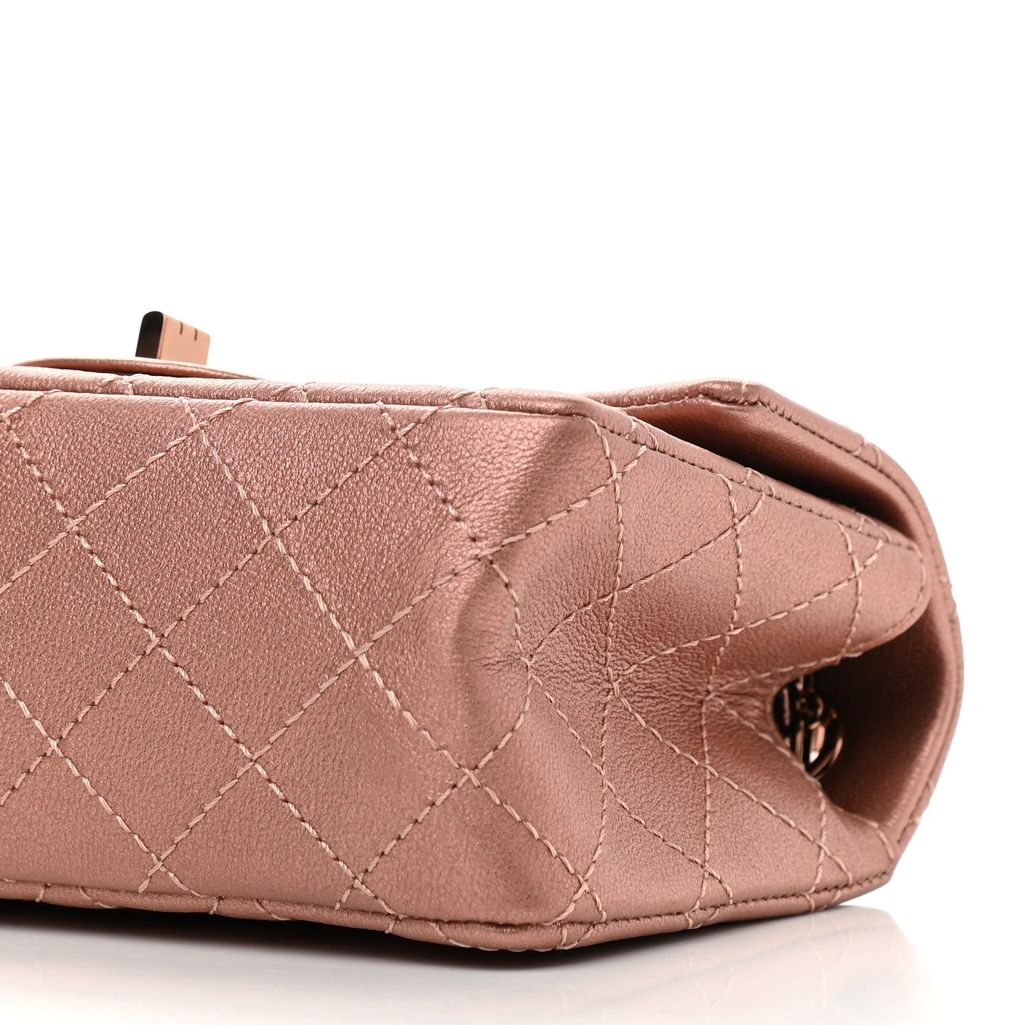 Metallic Grained Calfskin Quilted 2.55 Reissue Mini Flap Copper Pink