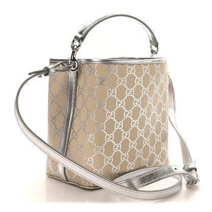 Gucci GG Supreme Monogram Emblem Small Shoulder Bag Beige Ebony Silver 3 of 9