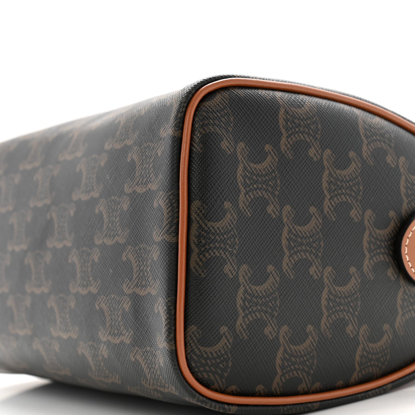 Triomphe Canvas Calfskin Small Boston Bag Tan