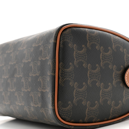 Celine Triomphe Canvas Calfskin Small Boston Bag Tan 11 of 11