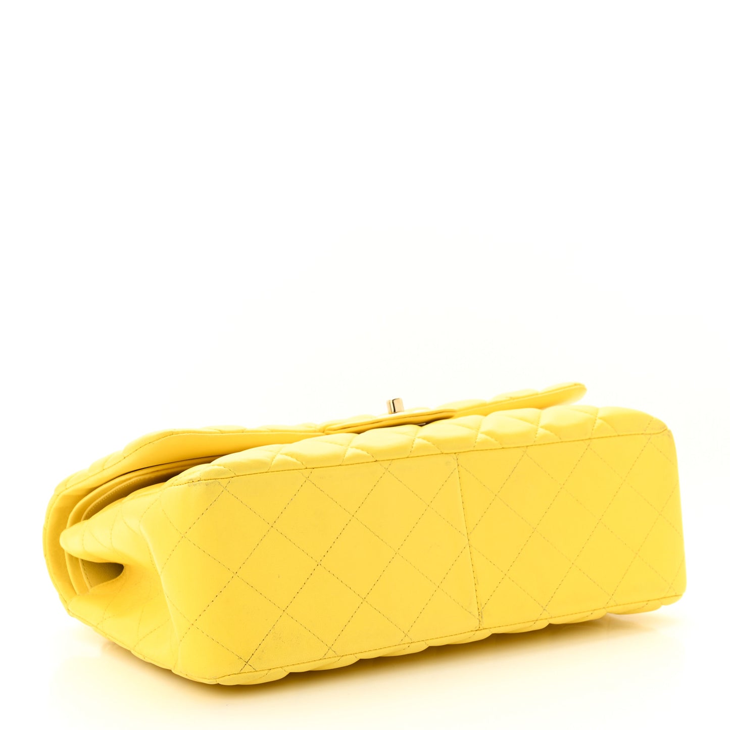 Lambskin Quilted Jumbo Double Flap Yellow