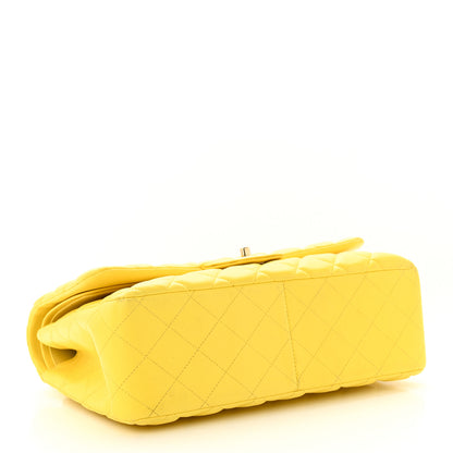 Chanel Lambskin Quilted Jumbo Double Flap Yellow 4 of 18