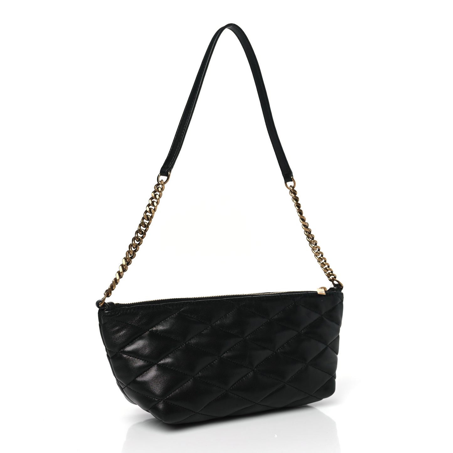 Lambskin Quilted Gaby Zipped Shoulder Bag Black