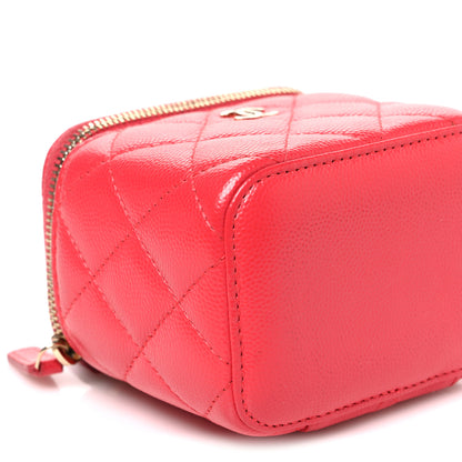 Chanel Caviar Quilted Mini Vanity Case With Chain Red 9 of 10