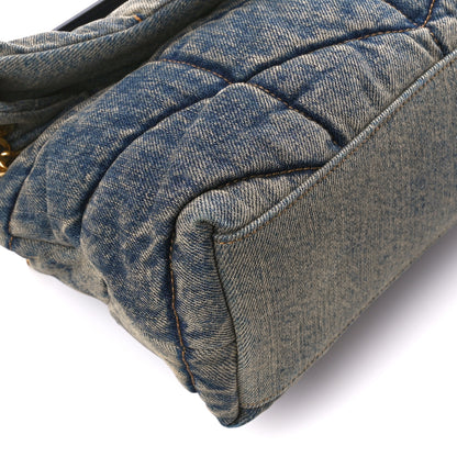 Saint Laurent Denim Quilted Small Loulou Puffer Monogram Chain Satchel Rodeo Blue 10 of 12