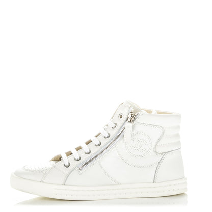 Chanel Calfskin High Top CC Sneakers 37 White 1 of 8