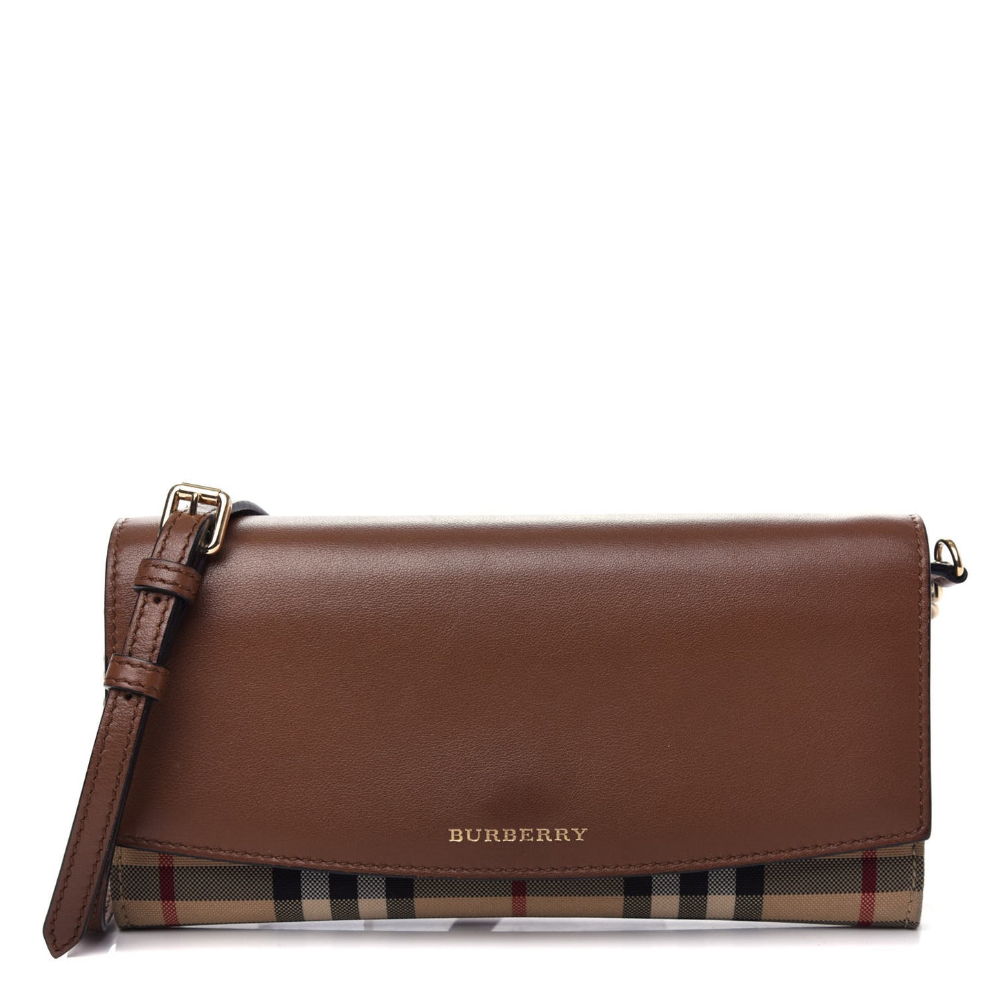Derby Calfskin House Check Henley Wallet On Chain Tan