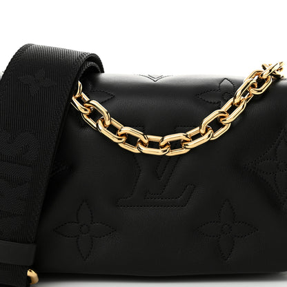 Louis Vuitton Calfskin Bubblegram Wallet On Strap Black 7 of 11