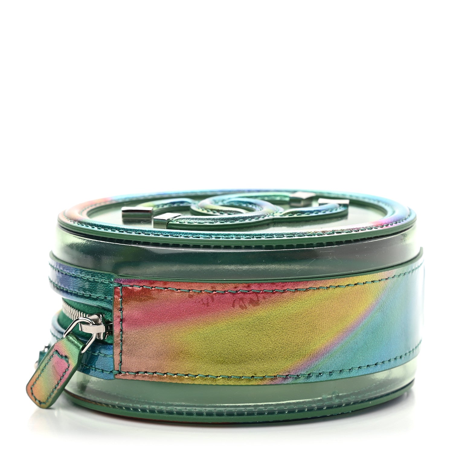 Chanel PVC Calfskin Lambskin Quilted Round Filigree Clutch With Chain Green 4 of 10