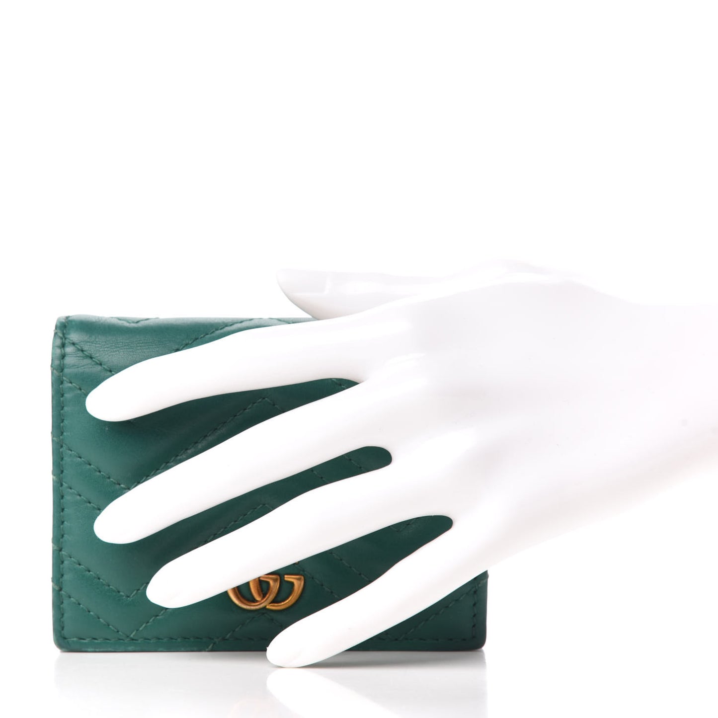 Calfskin Matelasse GG Marmont Card Case Wallet Emerald