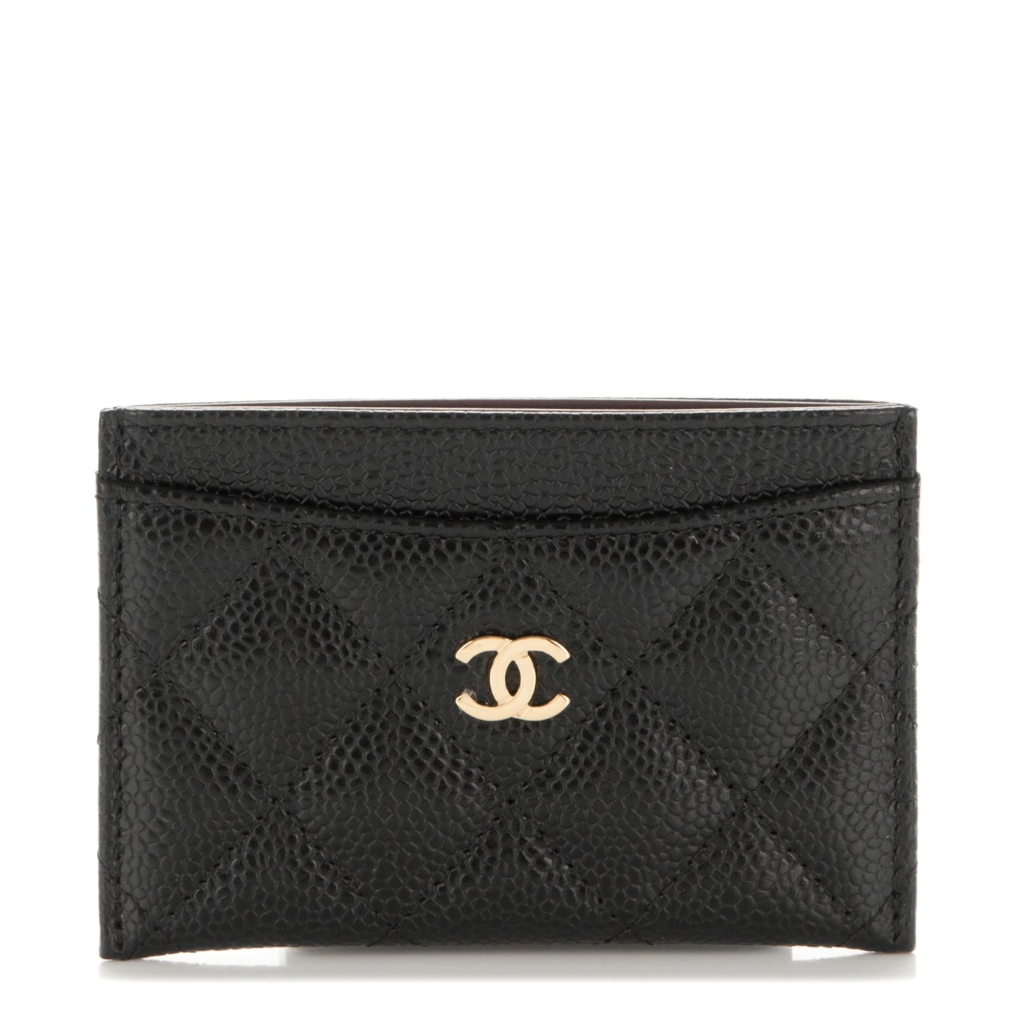 Caviar Quilted Card Holder Black