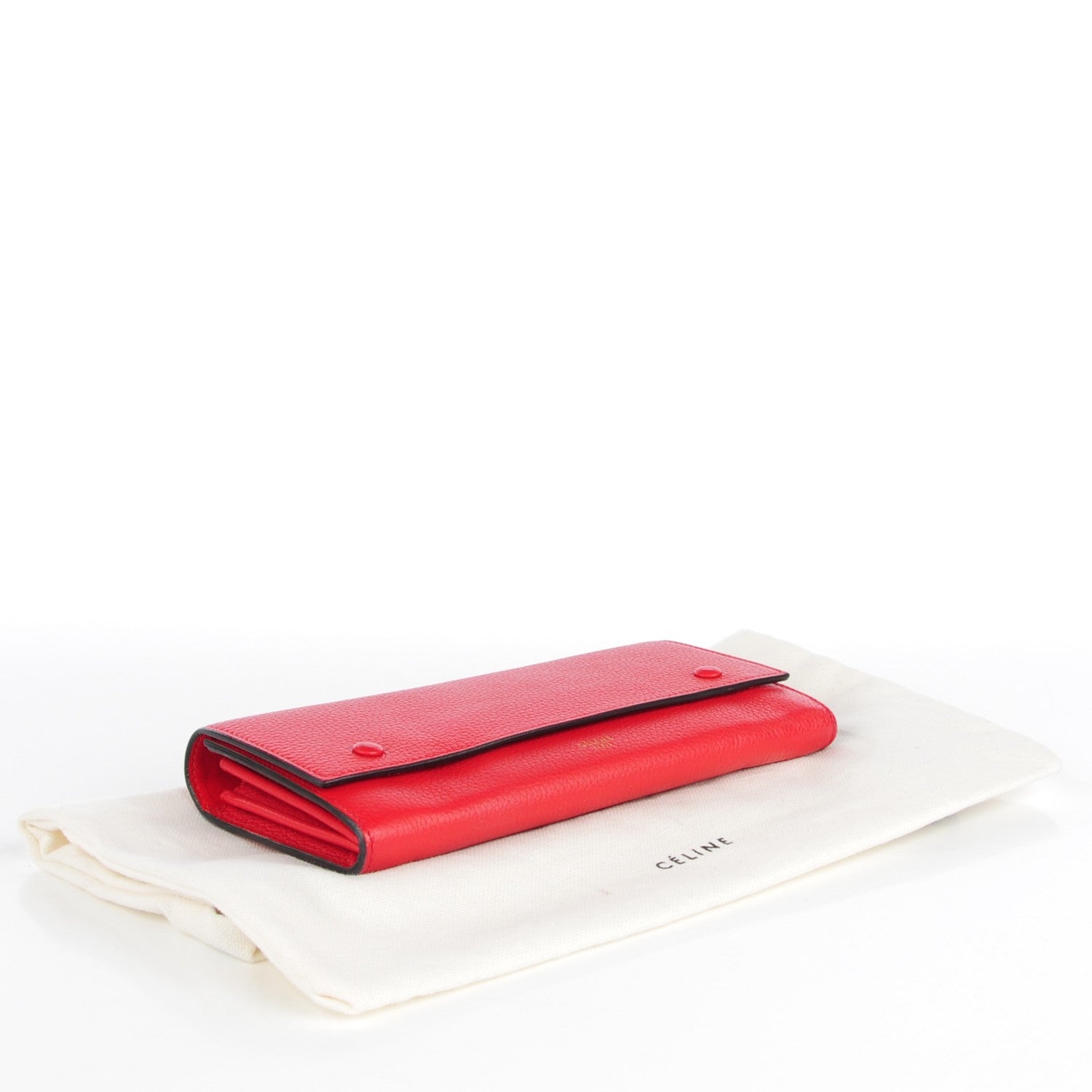 Celine Drummed Calfskin Large Flap Multifunction Wallet Vermillion 4 of 9
