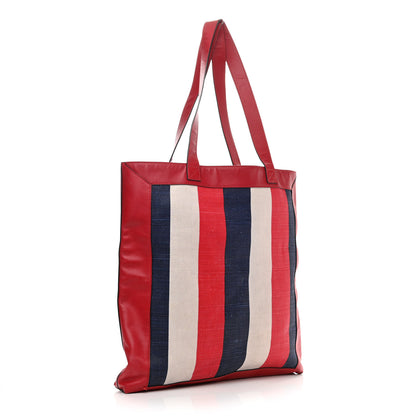 Gucci Canvas Calfskin Sylvie Stripe Logo Mens Tote Red White Blue 3 of 11