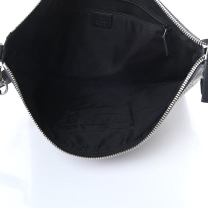 Gucci GG Supreme Monogram Calfskin Web Medium Flat Messenger Bag Beige Ebony Black 5 of 10