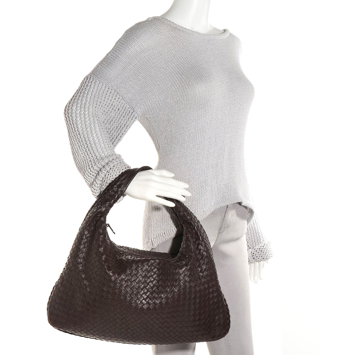 Nappa Intrecciato Large Veneta Hobo Ebano
