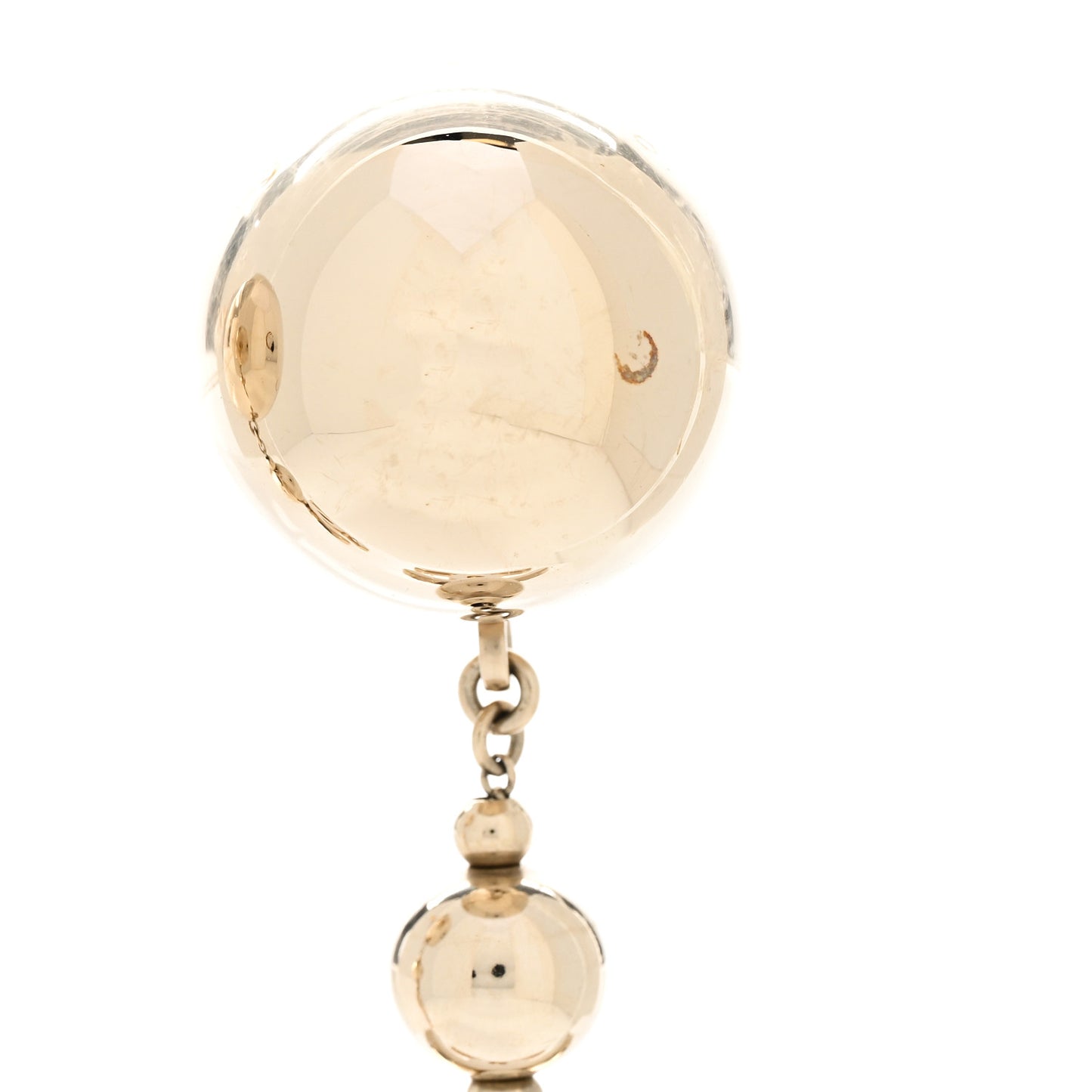 Metal CC Single Bead Drop Earrings Gold
