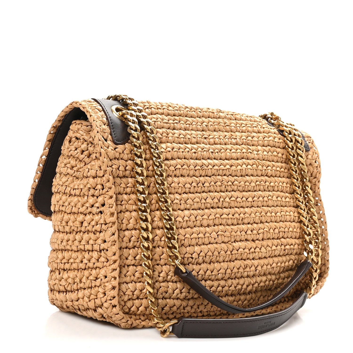 Saint Laurent Raffia Calfskin Monogram Medium Niki Chain Satchel Natural 3 of 11