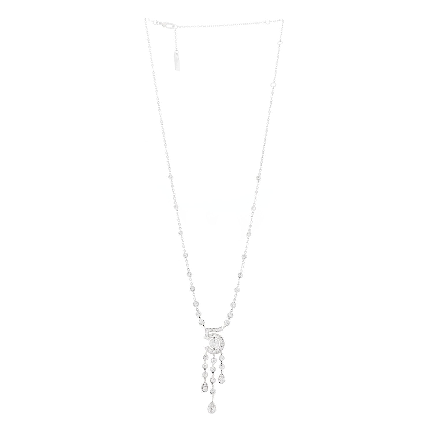 Chanel 18K White Gold Diamond Eternal No 5 Drop Necklace 3 of 6