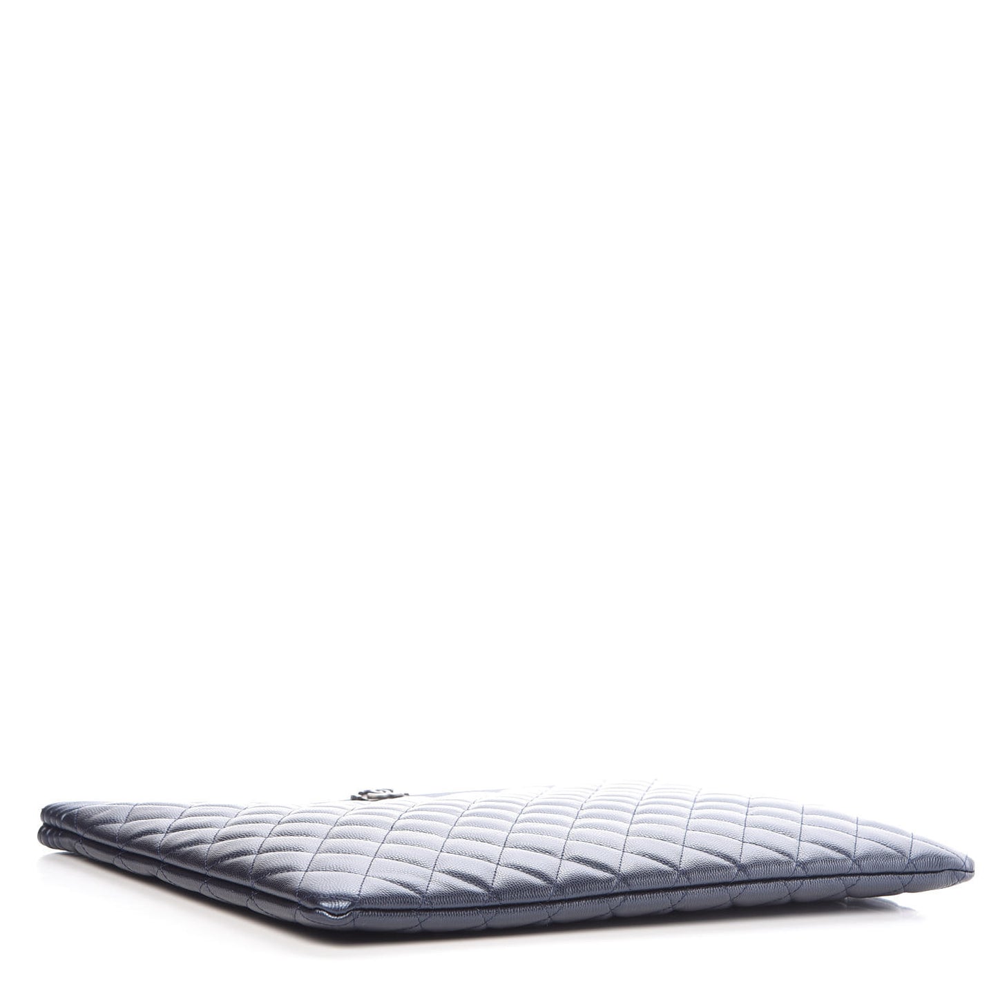 Metallic Caviar Quilted Large Boy Cosmetic Case Navy