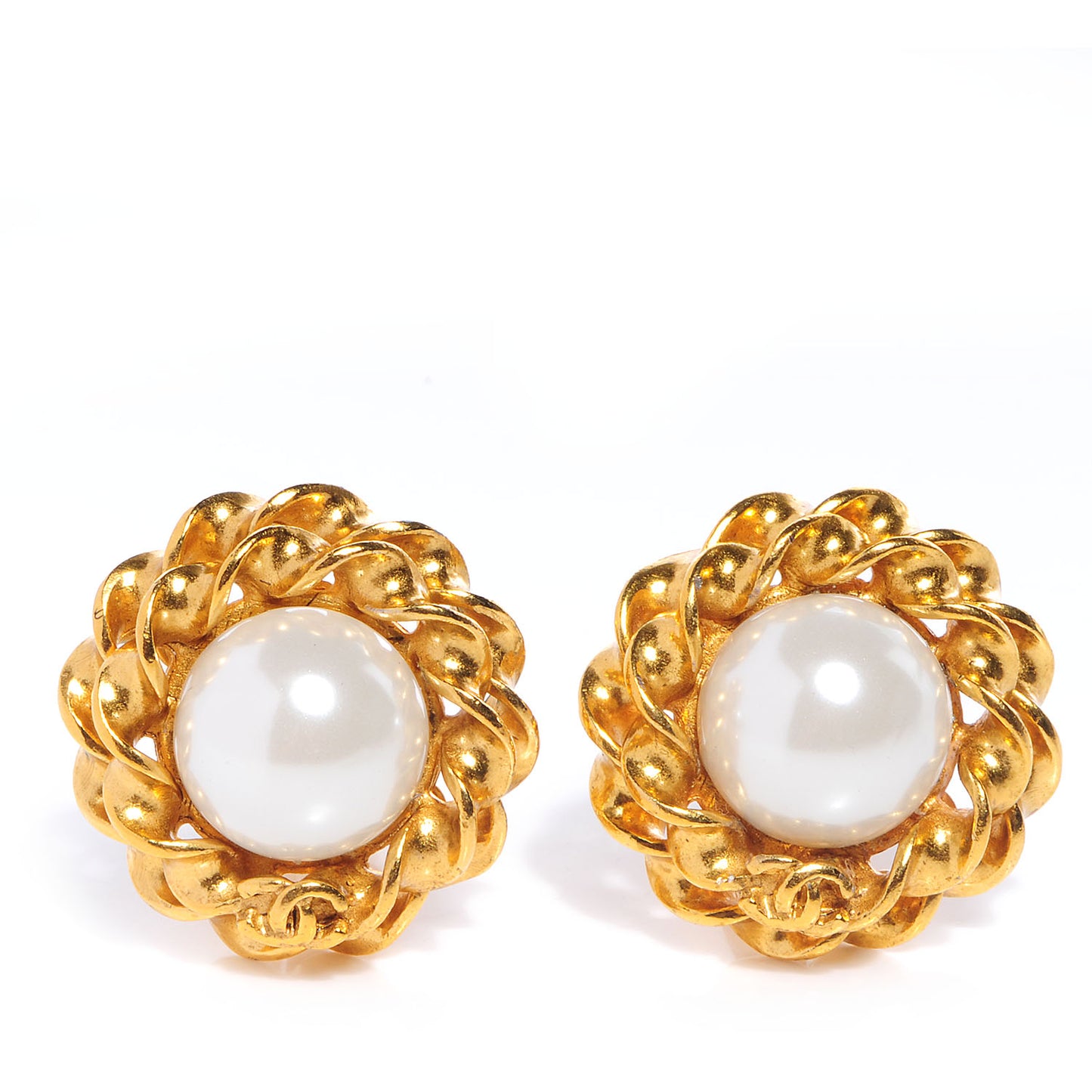 Pearl CC Clip On Earrings Gold