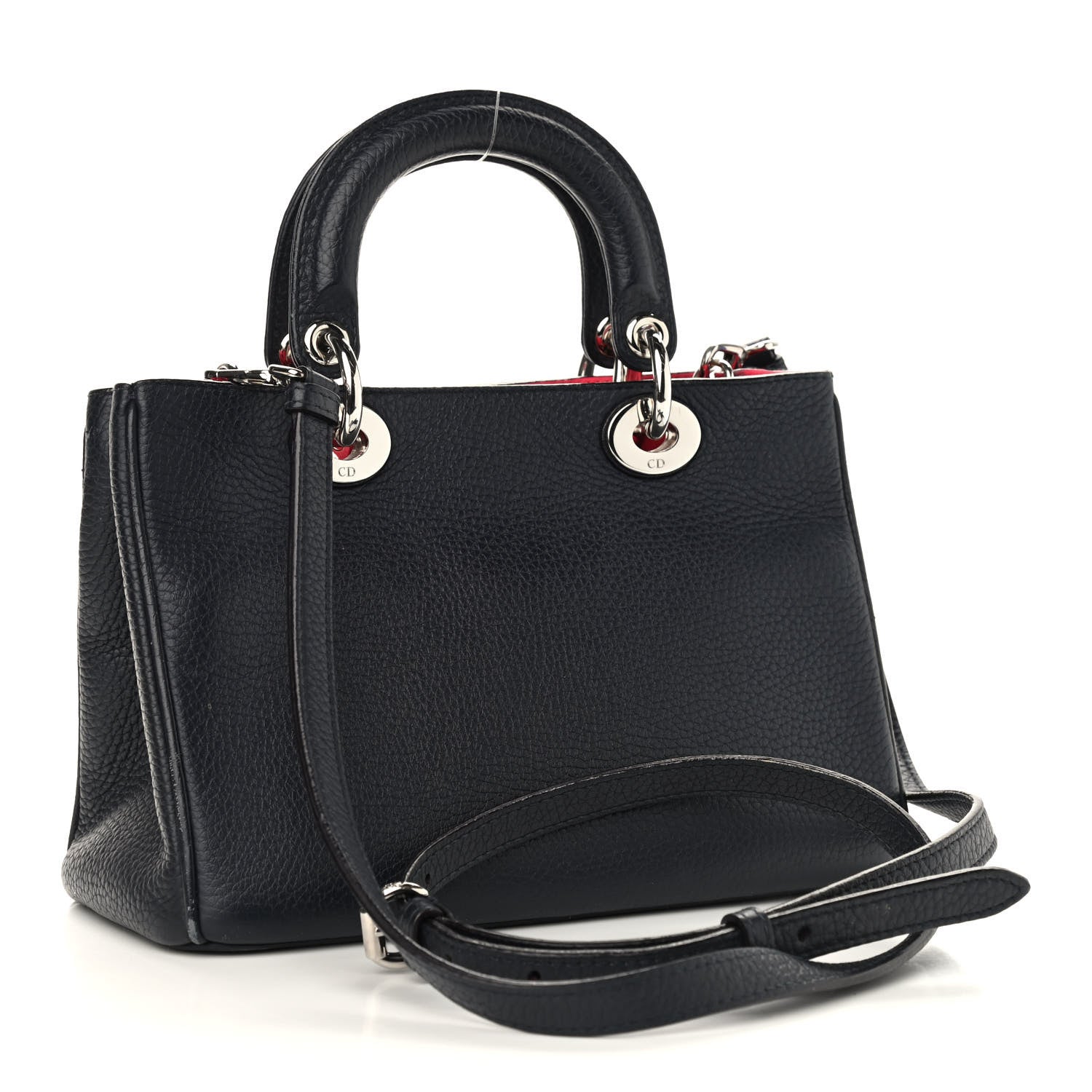 Christian Dior Bullcalf Small Diorissimo Tote Navy Fuchsia 3 of 13