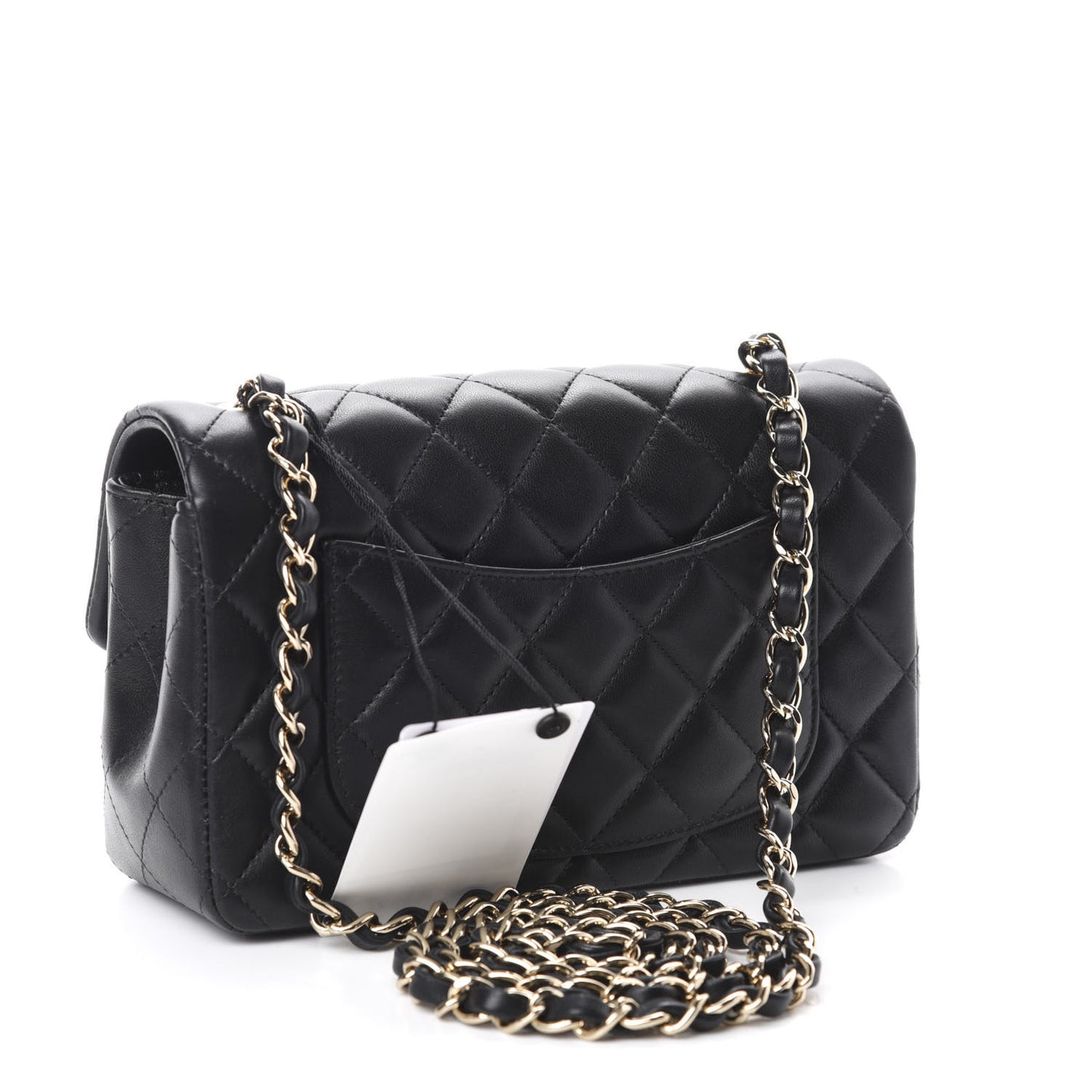Lambskin Quilted Mini Rectangular Flap Black