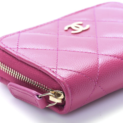 Chanel Caviar Quilted Zip Around Coin Purse Dark Pink 8 of 9