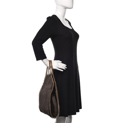 Stella McCartney Metallic Snake Embossed Velvet Falabella Fold Over Tote Brown 3 of 11