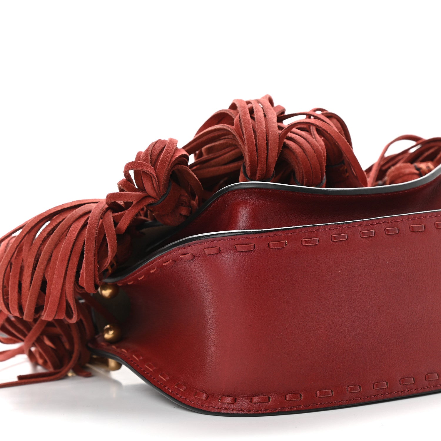 Chloe Calfskin Mini Hudson Fringe Shoulder Bag Red 5 of 8