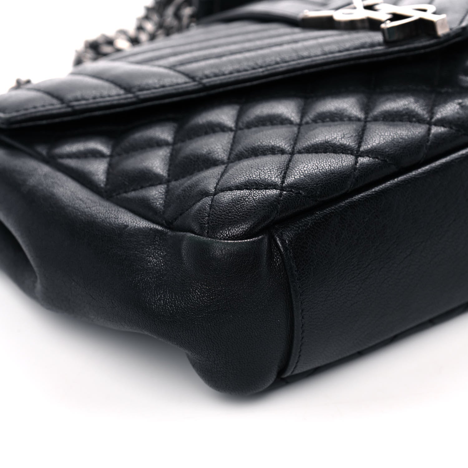 Saint Laurent Sheepskin Tri-Quilt Monogram Medium College Bag Black 9 of 16