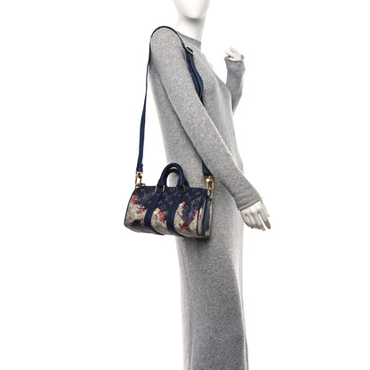 Louis Vuitton Monogram Bleach Keepall Bandouliere 25 Ink Blue 2 of 9
