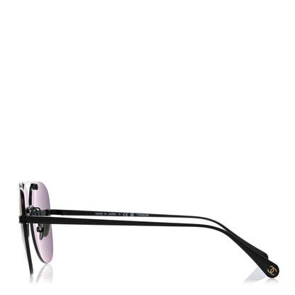 Chanel Metal CC Pilot Aviator Sunglasses 4285-T Black 3 of 6