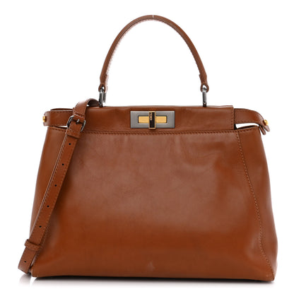 Fendi Vitello Suede Medium Peekaboo Iconic Satchel Cuoio Rame Moro 1 of 13