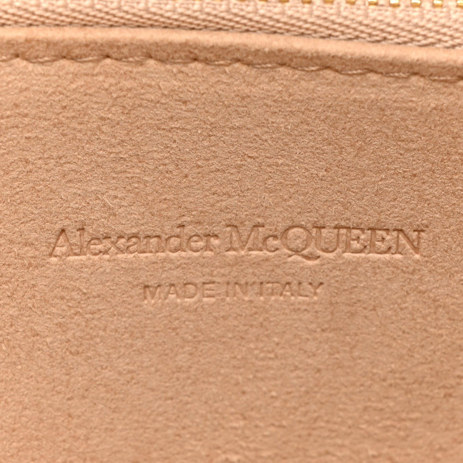 Alexander McQueen Calfskin Crocodile Embossed Knuckle Flat Clutch Black Gold 8 of 12