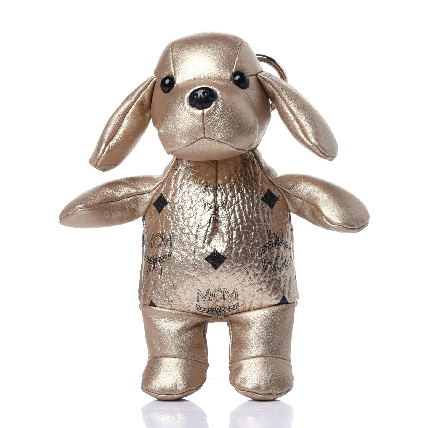 Metallic Visetos Zoo Dog Drawstring Bucket Bag Gold