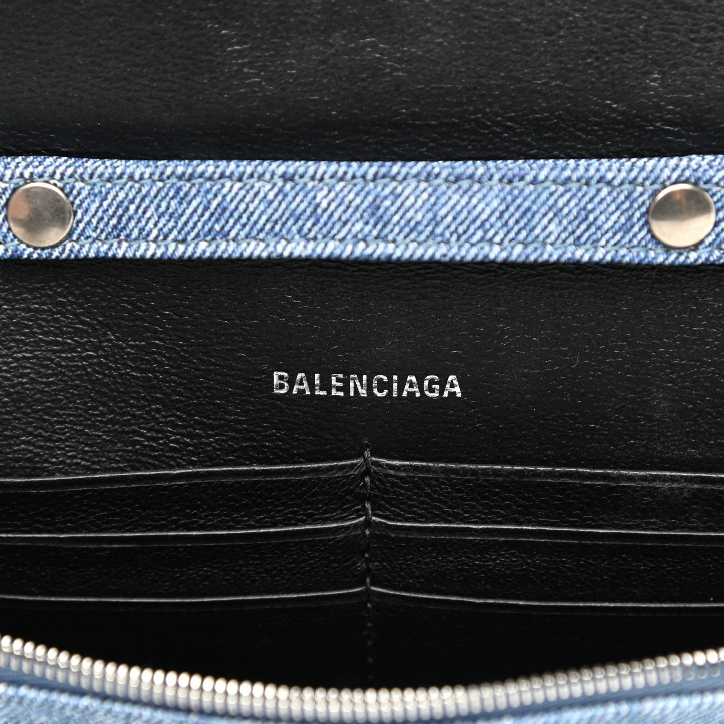 Nappa Denim Printed Hourglass Chain Bag Denim Blue