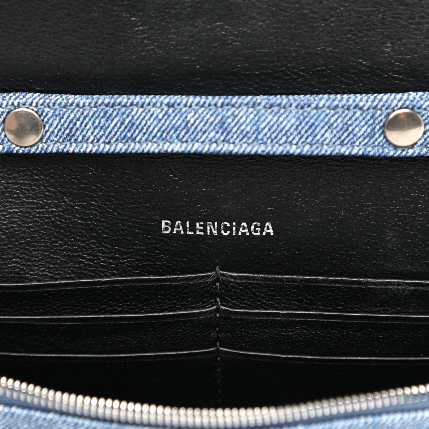 Balenciaga Nappa Denim Printed Hourglass Chain Bag Denim Blue 5 of 8