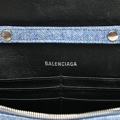 Balenciaga Nappa Denim Printed Hourglass Chain Bag Denim Blue 5 of 8