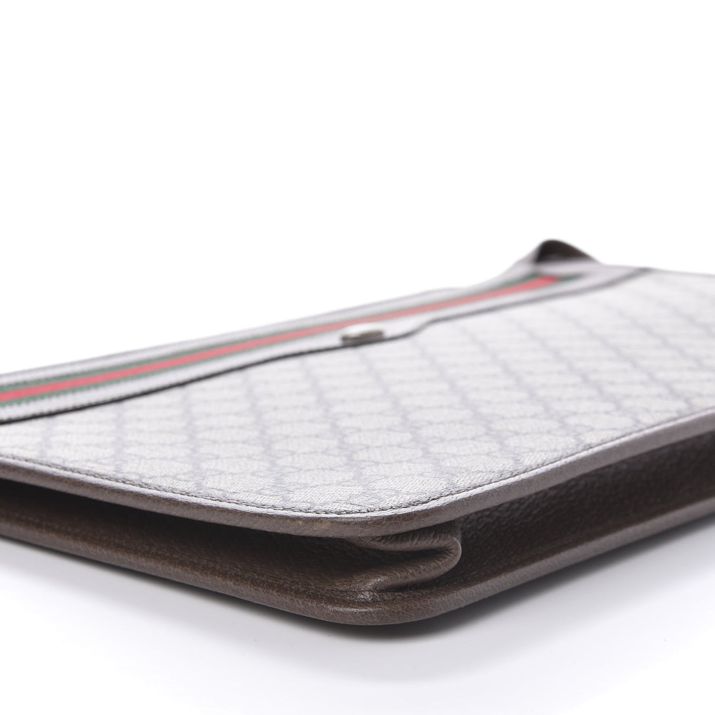 GG Supreme Monogram Textured Calfskin Web Ophidia Documents Holder Beige Ebony New Acero