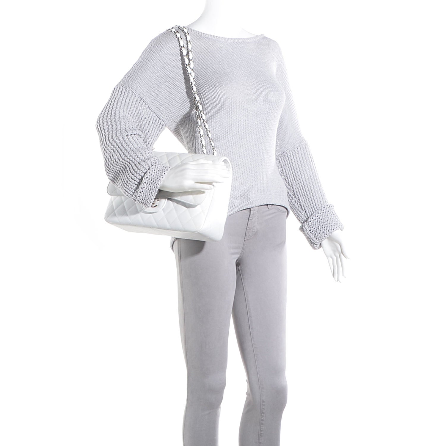 Chanel Caviar Jumbo Single Flap White 2 of 8