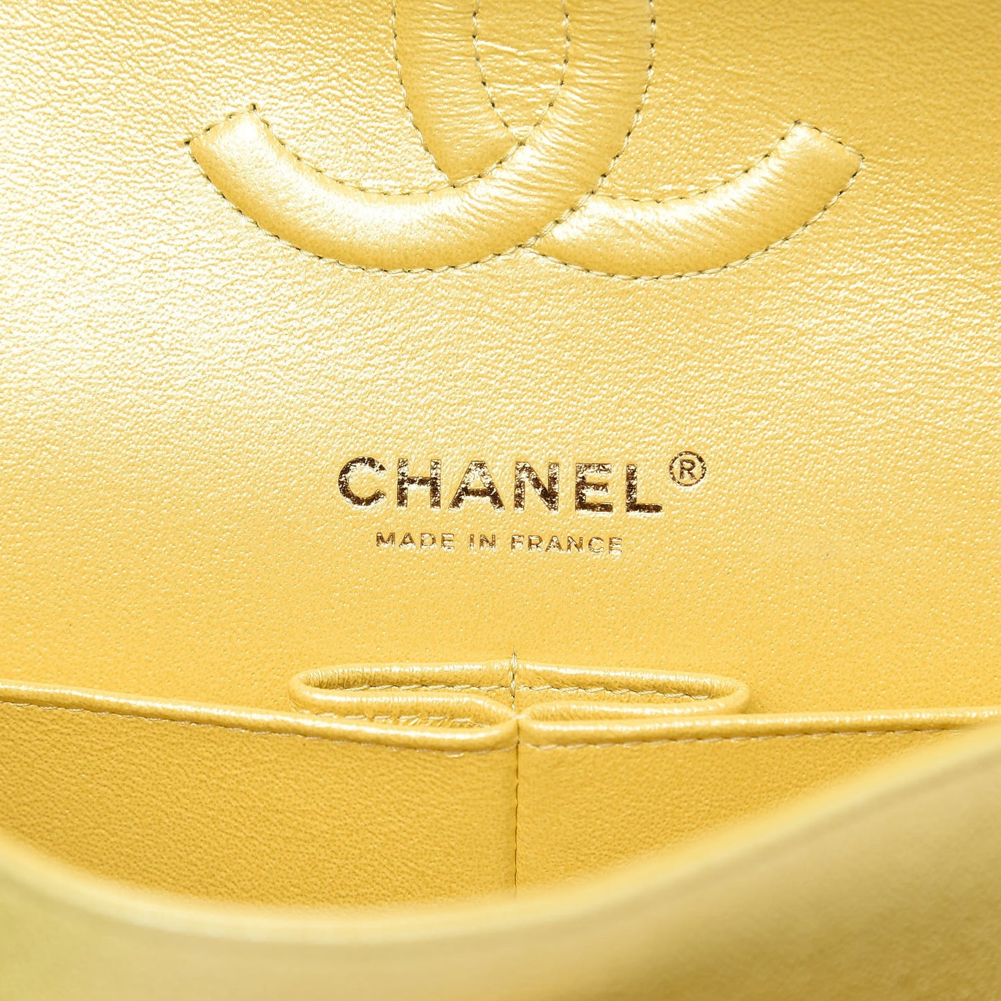 Iridescent Caviar Quilted Medium Double Flap Yellow