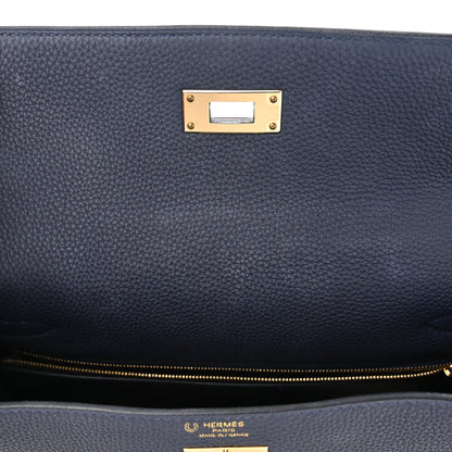 Hermes Togo Horseshoe Au Galop Kelly Retourne 28 Bleu Nuit Rouge H Fauve 12 of 13