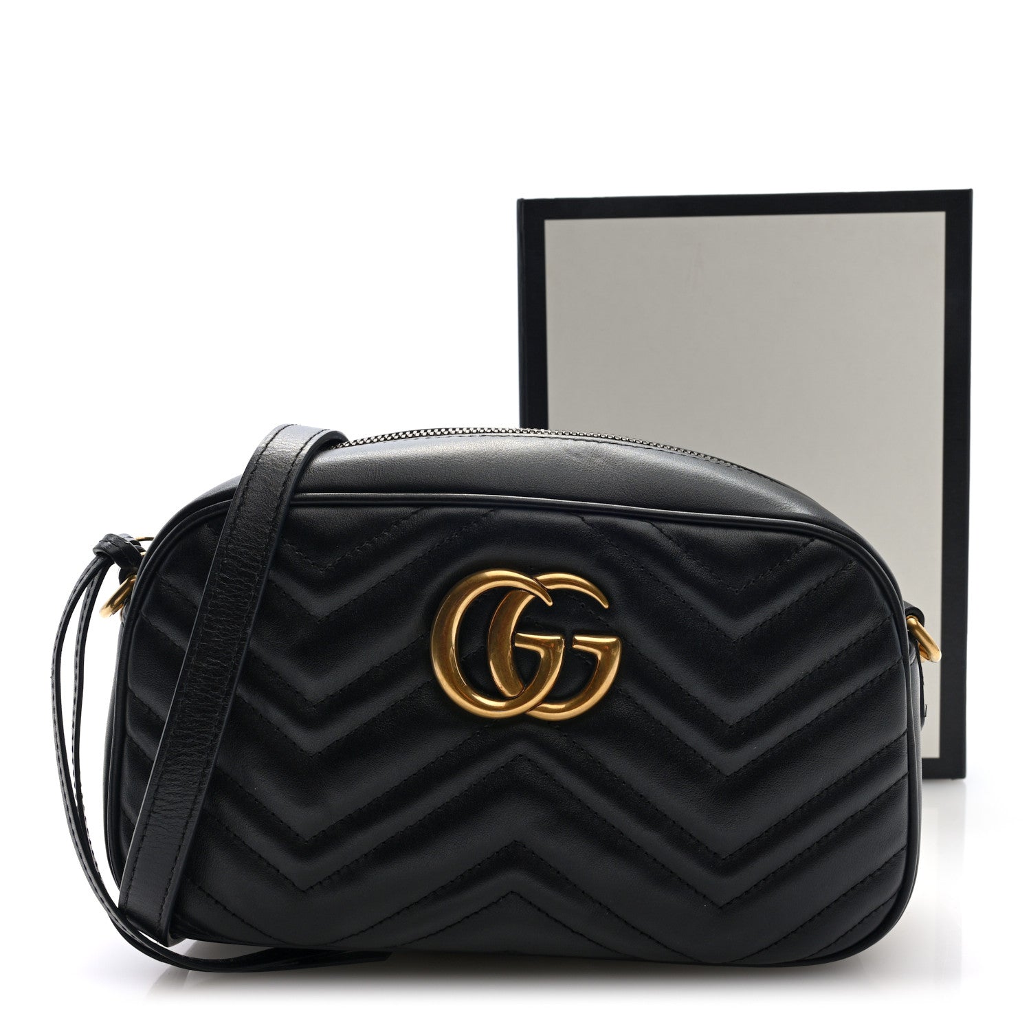 Gucci Calfskin Matelasse Small GG Marmont Chain Shoulder Bag Black 11 of 11