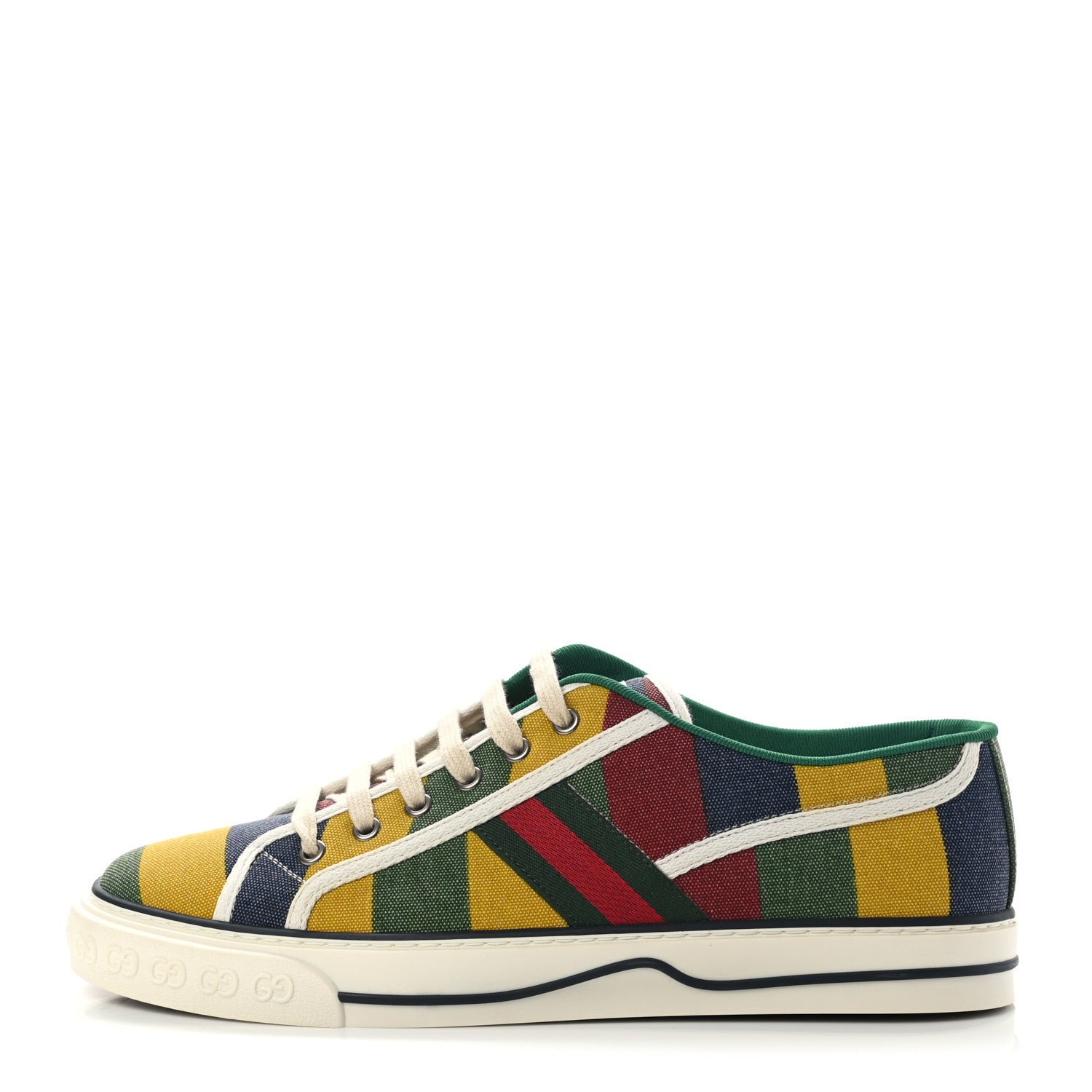 Gucci Canvas Web Marley Stripe Mens 1977 Tennis Sneakers 9 Multicolor Mystic White 1 of 8