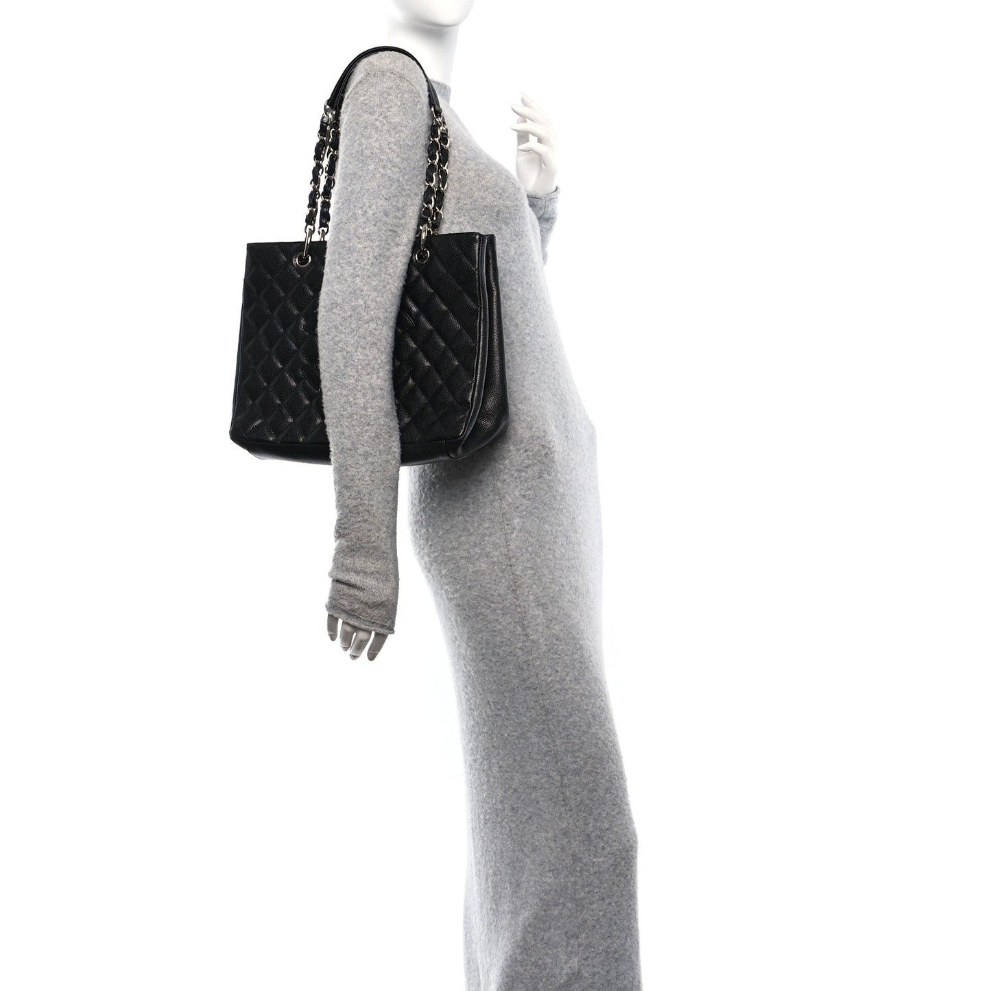 Caviar Quilted Grand Shopping Tote GST Black