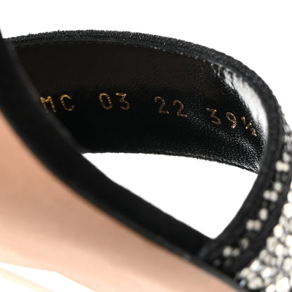 Christian Dior Cotton Strass Embroidered Dway Heeled Sandals 39.5 Black Silver 7 of 9