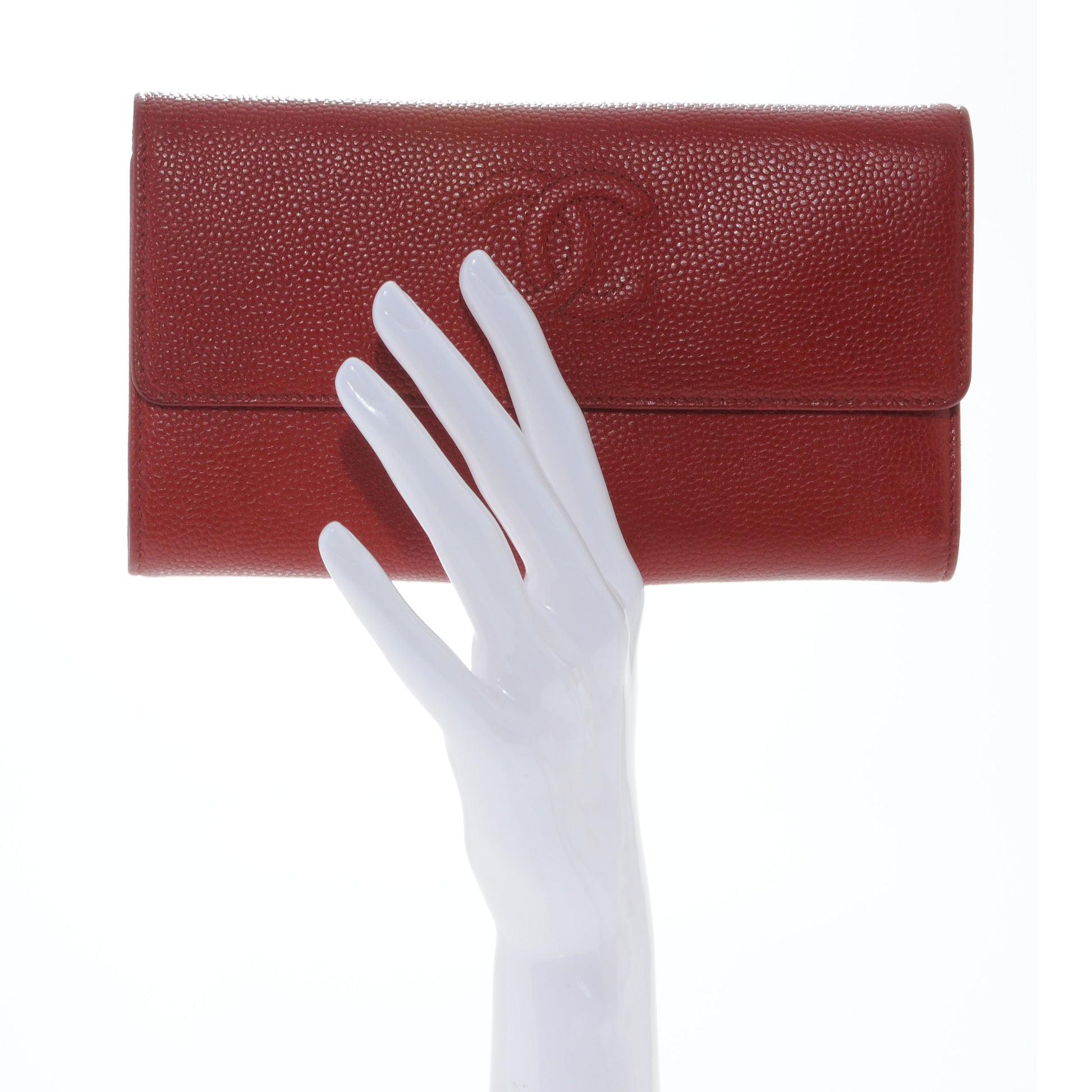 Chanel Caviar CC Long Flap Wallet Red 2 of 8