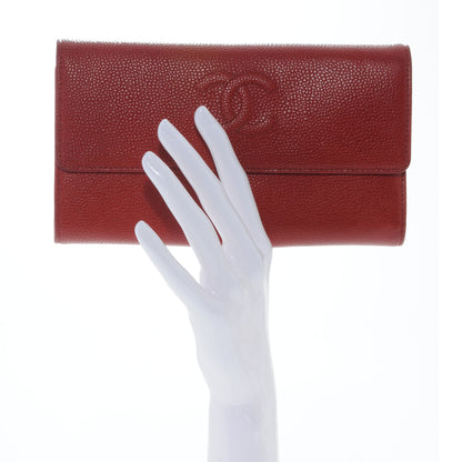 Chanel Caviar CC Long Flap Wallet Red 2 of 8