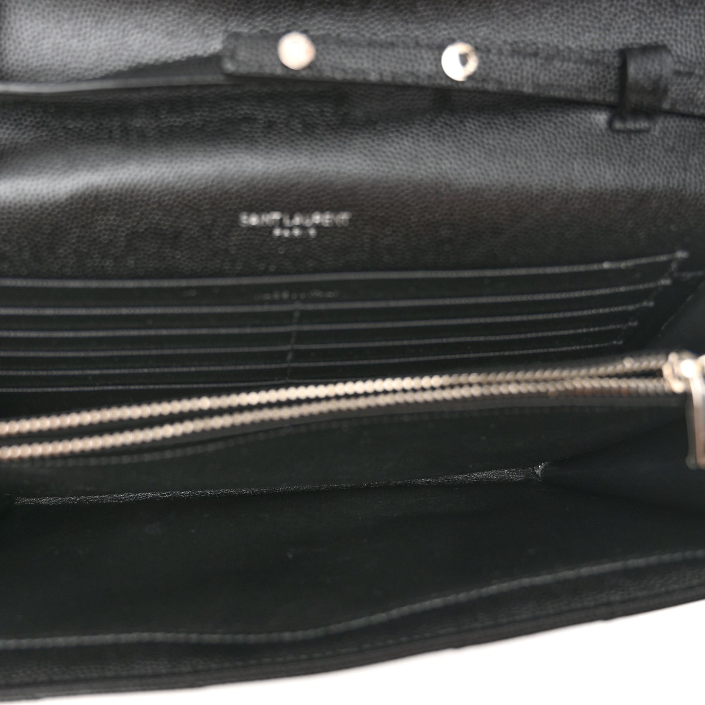 Grain De Poudre Matelasse Chevron Monogram Chain Wallet Black