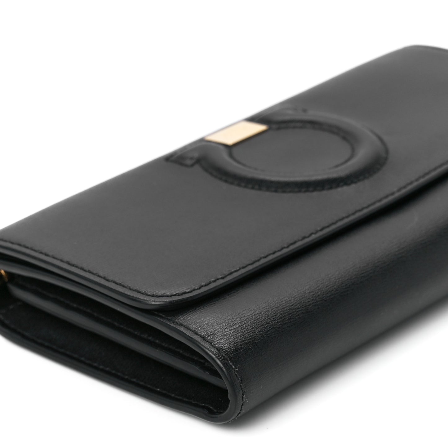 Calfskin City Wallet On Chain Black Lipstick